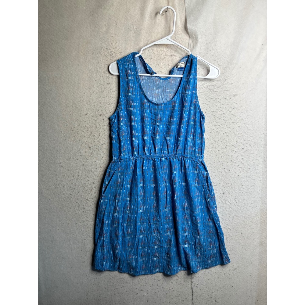 KAVU True Outdoor Wear Blue Geometric Print Viscose Sleeveless Dress Medium